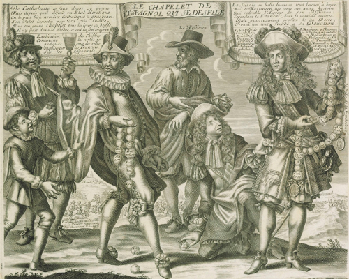 Le chapelet de l’Espagnol qui se désfile [Estampe], Paris, 1678.. Source : Gallica, BNF
