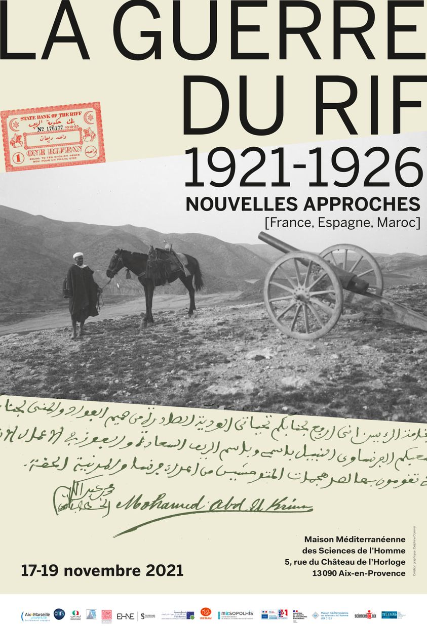 Affiche sur colloque LA GUERRE DU RIF (1921-1926) : NOUVELLES APPROCHES (FRANCE, ESPAGNE, MAROC)