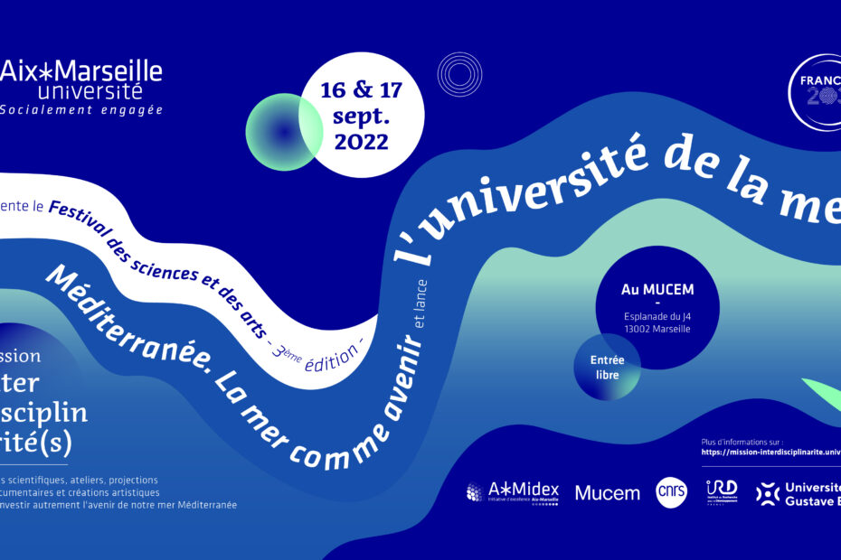 Visuel de la 3e édition du Festivale des sciences et des arts d'AMU : Méditerranée. La mer comme avenir