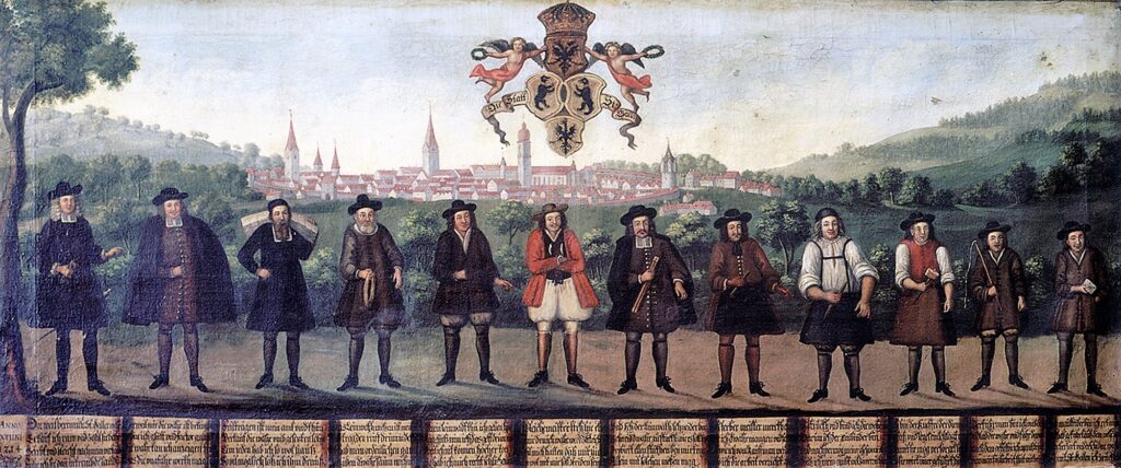 Historisches und Völkerkundemuseum St. Gallen. Métiers du commerce de toiles (1714)