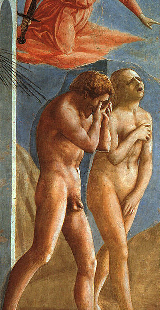 Masaccio, Adam et Ève chassés de l’Éden [Cacciata dei progenitori dall’Eden], fresque de la chapelle Brancacci de l’église Santa Maria del Carmine, Florence (Firenze), 1424-1425.