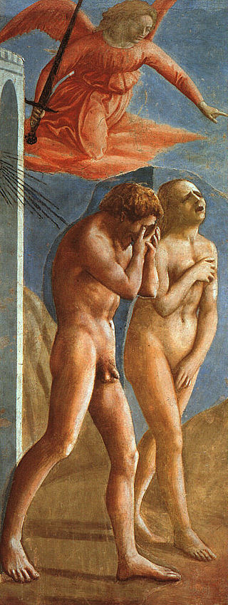 Masaccio, Adam et Ève chassés de l’Éden [Cacciata dei progenitori dall’Eden], fresque de la chapelle Brancacci de l’église Santa Maria del Carmine, Florence (Firenze), 1424-1425.