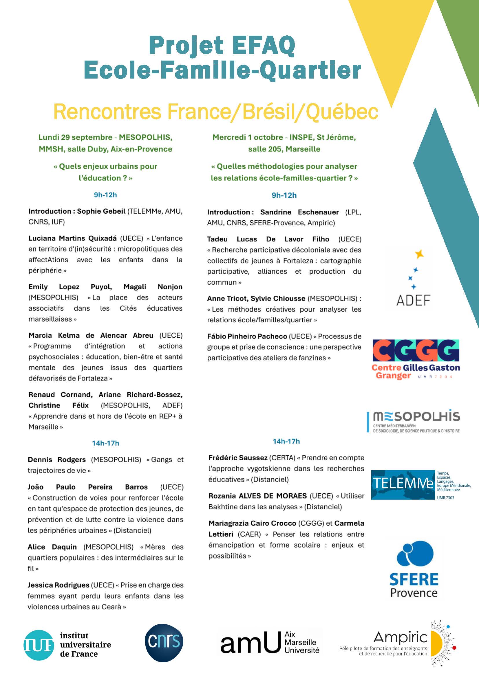 Affiche Rencontres France / Brésil / Québec - EFAQ