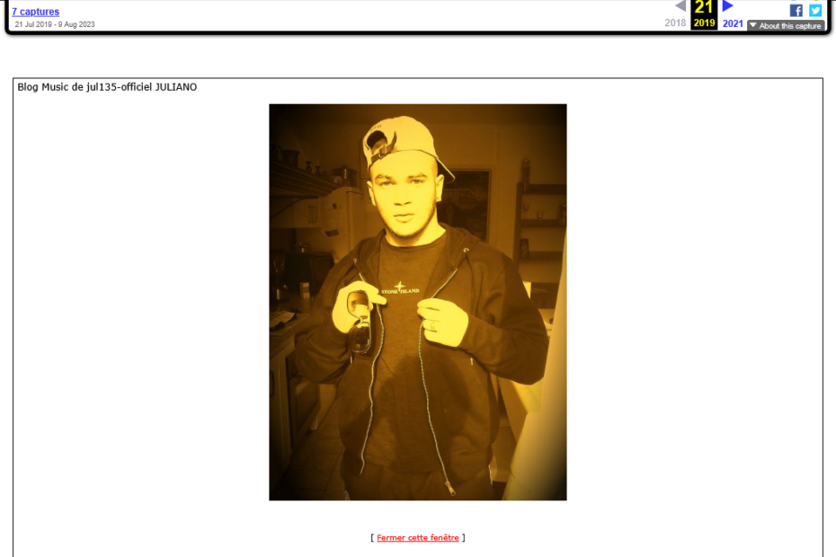 Capture d'écran d'une archive de du Skybog "jul135-officiel JULIANO" http://web.archive.org/web/20190721114807/https://jul135-officiel.skyrock.com/photo.html?rev=1