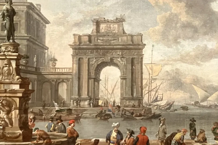 Extrait du tableau « View of a seaport » d’Abraham Storck, domaine public – WikiCommons