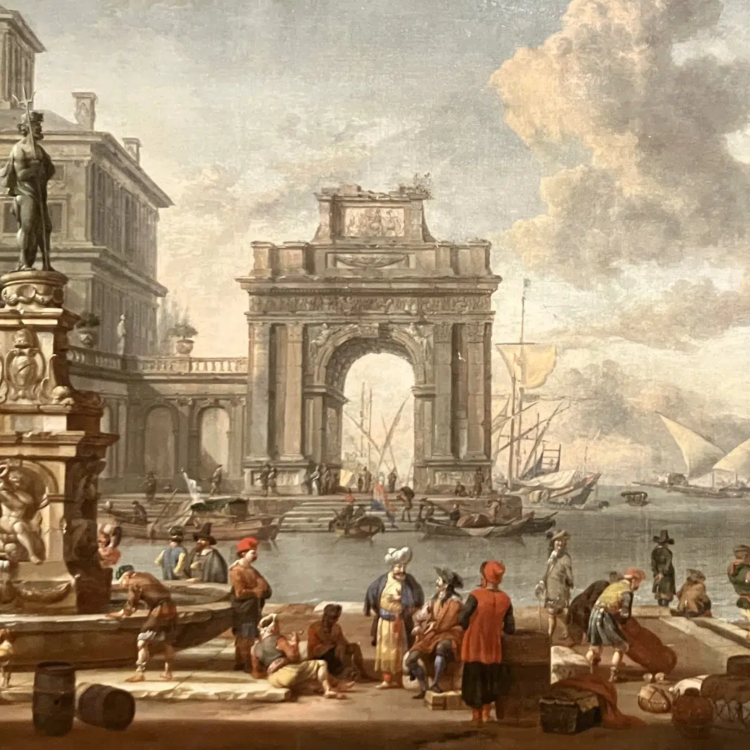 Extrait du tableau « View of a seaport » d’Abraham Storck, domaine public – WikiCommons