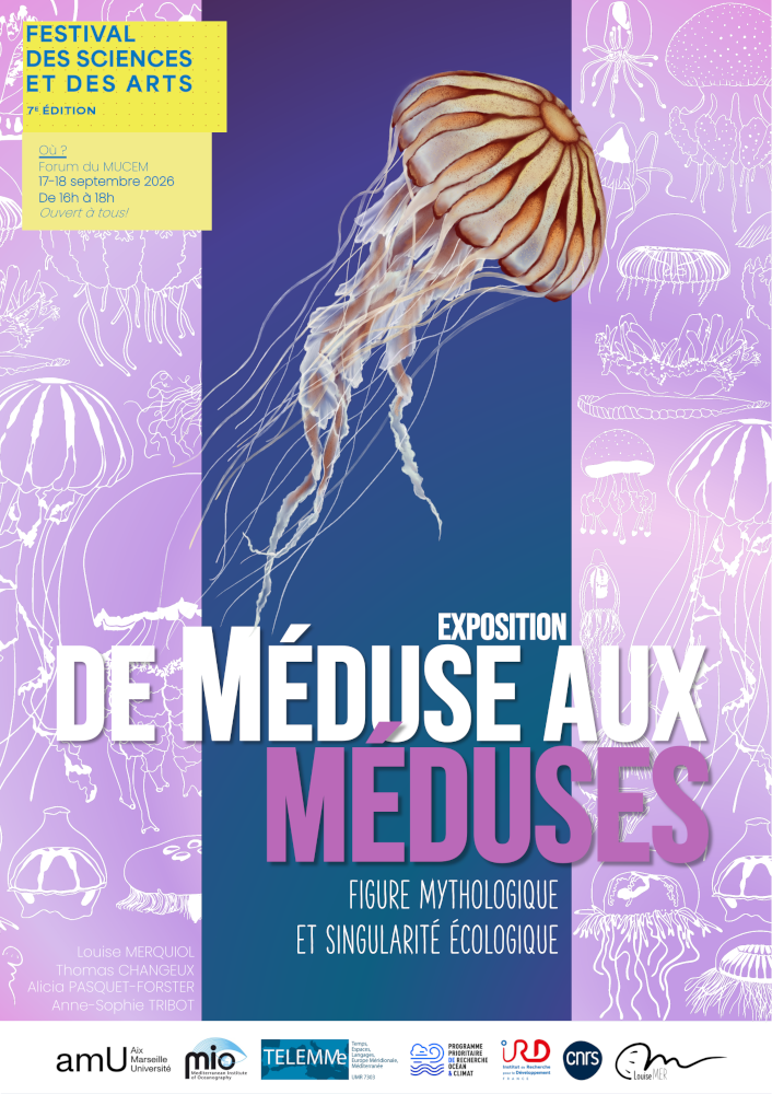Flyer de l'exposition De Méduse aux méduses : de figure mythologique à symbole écologique. Tous droits réservés : Louis Merquiol